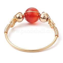 Round Natural Quartz Crystal & Rose Quartz & Green Aventurine & Amethyst & Carnelian Finger Rings&nbsp;RJEW-JR00819
