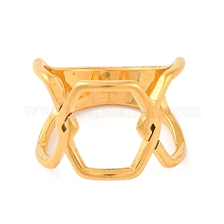 Ion Plating(IP) 304 Stainless Steel Hollow Hexagon Finger Rings for Women&nbsp;RJEW-S414-26B-G