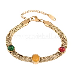 304 Stainless Steel & Resin Oval Link Chains Bracelets for Women&nbsp;BJEW-B171-01G