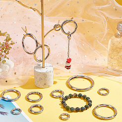 16Pcs 8 Styles Alloy Spring Gate Rings&nbsp;FIND-PH0007-80P