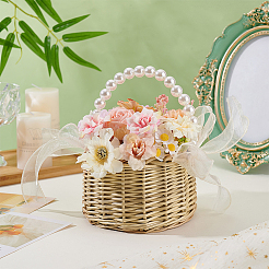 Wicker Flower Baskets with Handle&nbsp;DIY-WH0899-431B