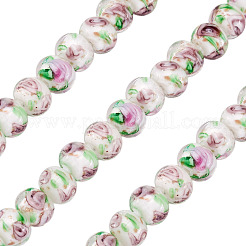 1 Strand Handmade Lampwork Inner Flower Rondelle Beads Strands&nbsp;LAMP-TA0002-72K