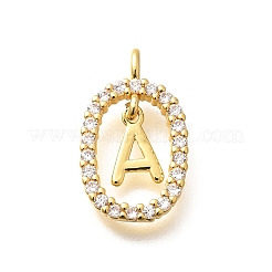 26Pcs Letter A~Z Brass Micro Pave Cubic Zirconia Pendants&nbsp;ZIRC-P123-01G-01