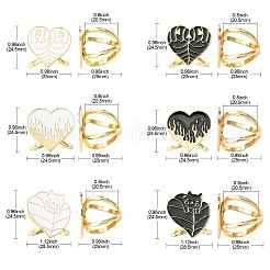 12Pcs 6 Styles Heart Golden Alloy Enamel Scarf Buckle Ring&nbsp;AJEW-CJ0001-34