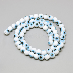 Handmade Lampwork Evil Eye Beads Strands&nbsp;LAMP-R140-4mm-01