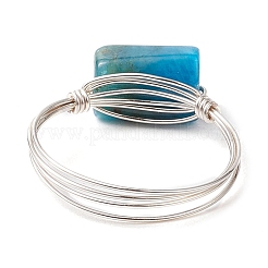 4Pcs 4 Styles Column Natural Apatite & Aquamarine & Amethyst & Rose Quartz Finger Rings Sets&nbsp;RJEW-TA00149