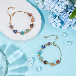 2Pcs Natural Mixed Gemstone Beads Link Bracelets for Women&nbsp;BJEW-UN00021
