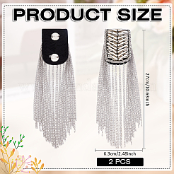 Velvet & Iron Curb Chain Tassel Rivet Epaulettes&nbsp;AJEW-WH0481-583