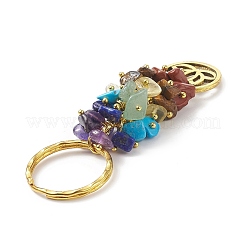 Chakra Natural Gemstone Chip Pendant Keychain&nbsp;KEYC-JKC00414-04