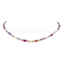 Dyed & Heated Faceted Round Natural Agate and Cultured Freshwater Pearl Beaded Necklaces for Women&nbsp;NJEW-JN06240-02