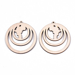 Undyed Natural Wooden Big Pendants&nbsp;X-WOOD-N007-064