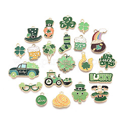 Saint Patrick's Day Rack Plating Alloy Enamel Pendants&nbsp;ENAM-T091-53M-G