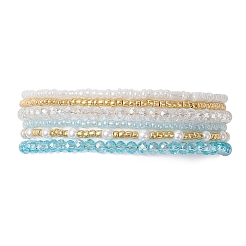Glass Seed Bead & Shell Pearl & Glass Beads Multi-strand Bracelets for Women&nbsp;BJEW-JB13079