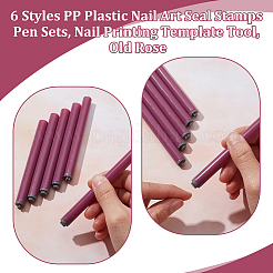 6Pcs 6 Styles PP Plastic Nail Art Seal Stamps Pen Sets&nbsp;MRMJ-WH0075-131B