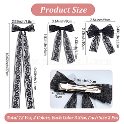 12Pcs 6 Styles Polyester Alloy Bowknot Hair Clips&nbsp;PHAR-CN0001-02