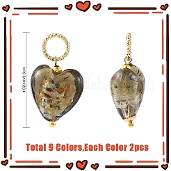 18Pcs 9 Styles Handmade Lampwork Pendants&nbsp;PALLOY-YW00179