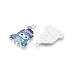 Rack Plating Alloy Enamel Owl Pendants&nbsp;ENAM-T024-72A-P