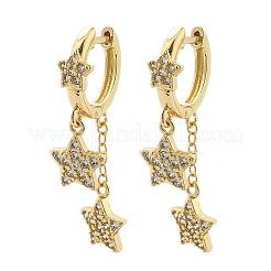 Brass Micro Pave Clear Cubic Zirconia Huggie Hoop Earrings&nbsp;EJEW-K083-43G