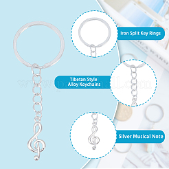 Tibetan Style Alloy Treble Clef Pendants Keychains&nbsp;KEYC-FH0001-22