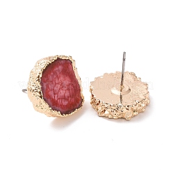 Natural Dyed Quartz Stud Earrings&nbsp;EJEW-P166-B