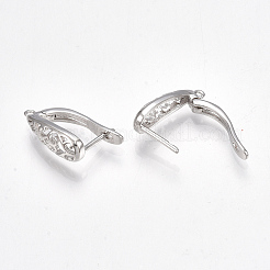 Brass Hoop Earring Findings with Latch Back Closure&nbsp;KK-S350-070P