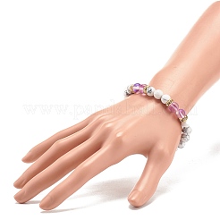 Synthetic Moonstone & Howlite Round Beaded Stretch Bracelet&nbsp;BJEW-JB07878