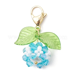 Flower Acrylic & Glass Pearl Pendant Decorations&nbsp;HJEW-MZ00219-04