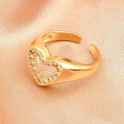 Brass Micro Pave Cubic Zirconia Cuff Rings for Women&nbsp;RJEW-Z113-41G