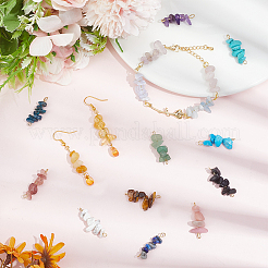 30Pcs 304 Mixed Gemstone Chip Beaded Connector Charms&nbsp;PALLOY-BM00004