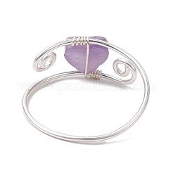 7Pcs Copper Wired Wrapped Natural Sodalite & Rose Quartz & Quartz Crystal & Indian Agate & Amethyst & Green Aventurine & Red Jasper Rings&nbsp;RJEW-JR00860