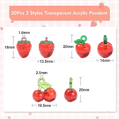 30Pcs 3 Styles Transparent Acrylic Pendants&nbsp;TACR-CJ0001-61