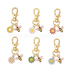 Flower & Bees Alloy Enamel Pendant Decorations&nbsp;HJEW-JM03788