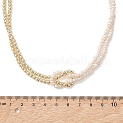 Natural Freshwater Pearl Potato with Electroplated Synthetic Non-magnetic Hematite Beaded 2-Strand Necklaces for Women&nbsp;NJEW-JN05955