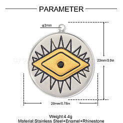 304 Stainless Steel with Black Enamel & Jet Rhinestone Pendants&nbsp;SA-OY003-49G