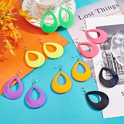 6 Pairs 6 Style Acrylic Hollow Out Teardrop Dangle Earrings&nbsp;EJEW-AN0002-11
