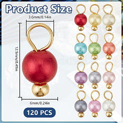 120Pcs 12 Colors Round Acrylic Beaded Charms&nbsp;PALLOY-GO00062