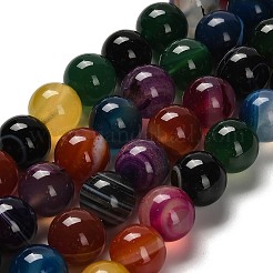 Dyed Natural Banded Agate Beads Strands&nbsp;G-G175-A10-01