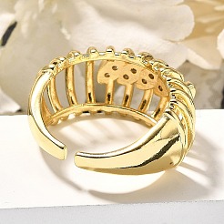 Brass Micro Pave Clear Cubic Zirconia Cuff Rings&nbsp;RJEW-U035-09GP