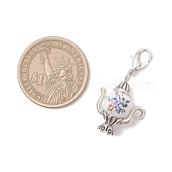 Printed & Spray Painted Glass Teapot Pendant Decorations&nbsp;HJEW-JM04733