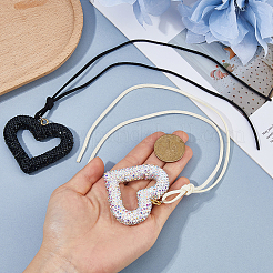 2Pcs 2 Colors Handmade Polymer Clay Rhinestone Heart Pendant Decorations&nbsp;HJEW-FH0001-87
