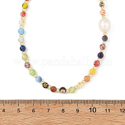 Handmade Millefiori Glass Round Beaded Necklaces for Women&nbsp;NJEW-JN06659