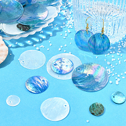 60Pcs 6 Style Flat Round Capiz Shell Pendants&nbsp;SSHEL-SC0001-45