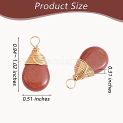 6Pcs 6 Styles Natural & Synthetic Gemstone Brass Pendants&nbsp;G-SZ0002-11