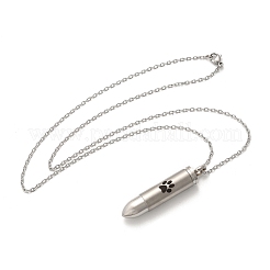 304 Stainless Steel Paw Print Bullet Shape Pet Memorial Keepsake Urn Ashes Pendant Necklaces&nbsp;NJEW-P326-03P