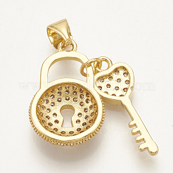 Brass Micro Pave Cubic Zirconia Pendants&nbsp;ZIRC-S061-59G