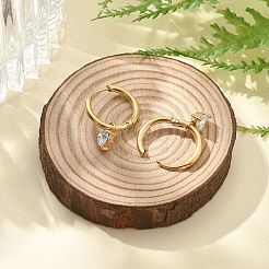 304 Stainless Steel Micro Pave Cubic Zirconia Hoop Earrings Ion Plating(IP)&nbsp;STAS-R004-03G-02
