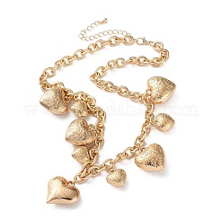 Alloy Flower Textured Heart Bib Necklaces for Women&nbsp;LS-NJEW-S458-01G
