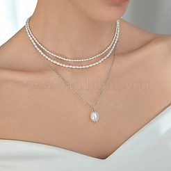 S925 Silver Freshwater Pearl Necklace Elegant Jewelry Set for Formal Occasions&nbsp;EC3448-2