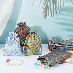 10Pcs 10 Styles Silk & Brocade Pouches&nbsp;ABAG-NB0001-86