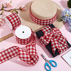 Polyester Tartan Wired Ribbon&nbsp;OCOR-WH0077-087B